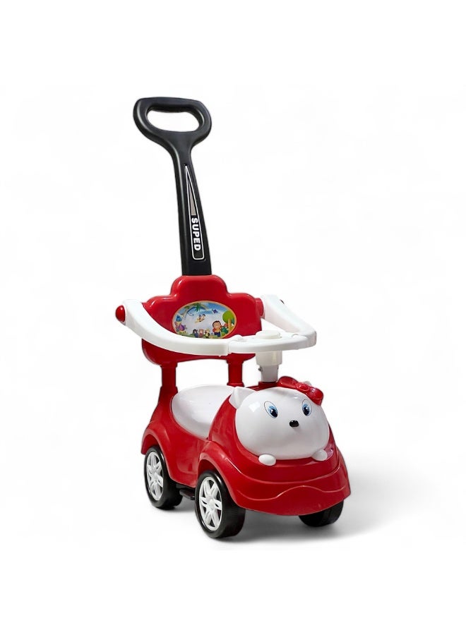 AL BADER 3 in 1 Ride on Car for Kids, Ride on Kids Car with Music & Lights, Kids Ride on Push Car With Safety Bar & Push Handle, Push Ride on Car for Kids 1-3 Years, Small Push Car for Toddlers, Red - Image 1